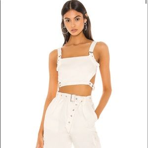 superdown white buckle crop top